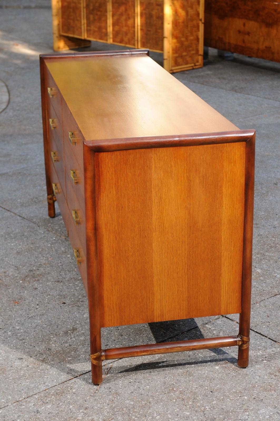 Elegant Restored Oak and Rattan Campaign Chest by McGuire, circa 1970 For Sale 4