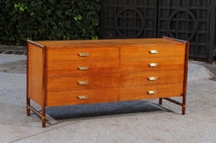 Elegant Restored Oak and Rattan Campaign Chest by McGuire, circa 1970