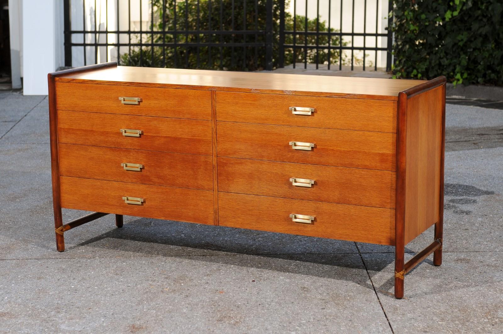Elegant Restored Oak and Rattan Campaign Chest by McGuire, circa 1970 For Sale 1