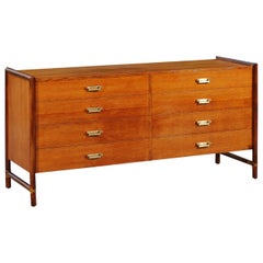 Elegant Restored Oak and Rattan Campaign Chest by McGuire, circa 1970