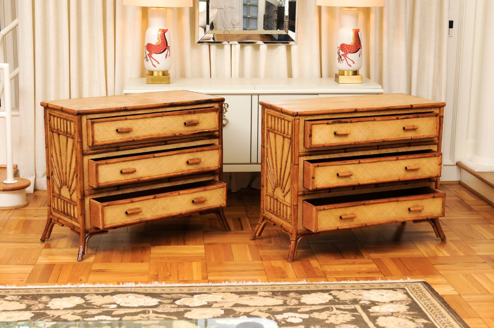 Elegante coppia restaurata di commodes 