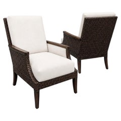 Elegant Restored Pair of Exquisitely Weathered Cane Club Chairs by McGuire