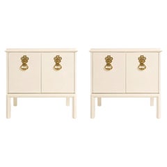 Elegant Restored Pair of Iconic Vintage Door Knocker Commodes by Mastercraft