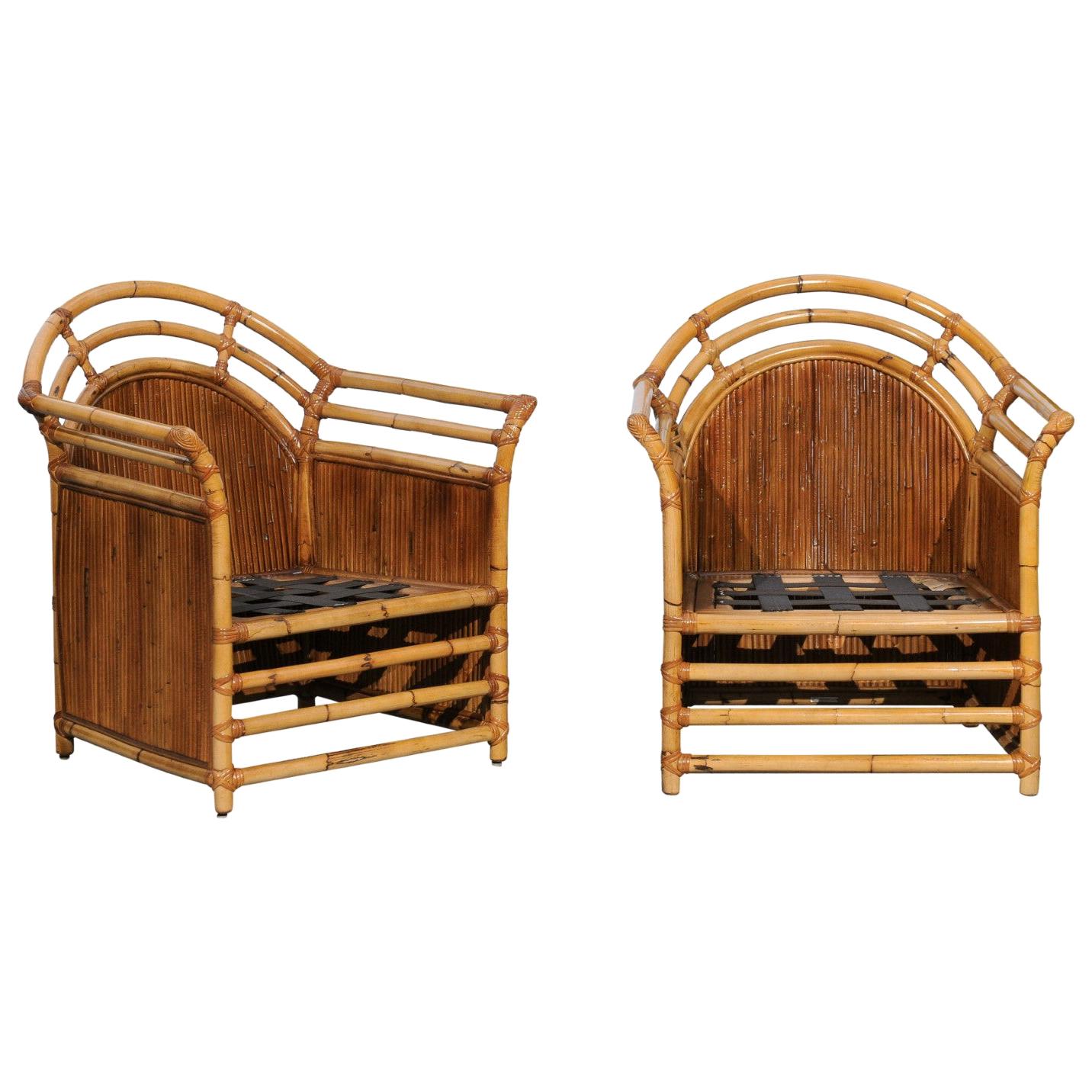 Elegant Restored Pair of Manau Club Chairs by Henry Olko, circa 1980