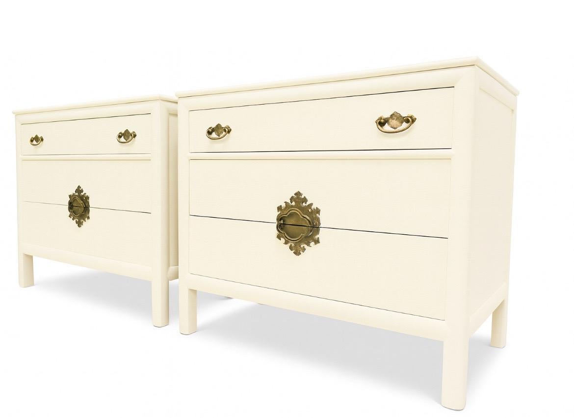 Elegant Restored Pair of Vintage Asian Modern Commodes by Ray Sabota, c 1970 In Excellent Condition For Sale In Atlanta, GA