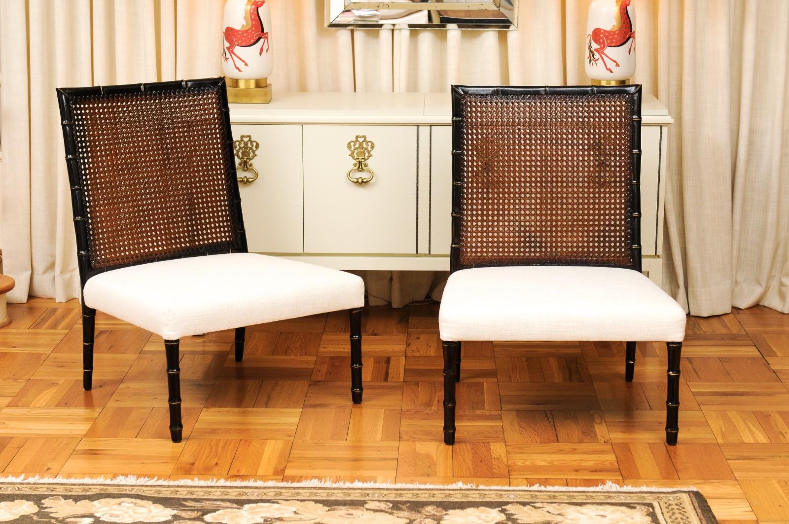 These magnificent club chairs are shipped as professionally photographed and described in the listing narrative: Meticulously professionally restored, upholstered and ready to enjoy. Expert custom upholstery service is available.

A stunning pair