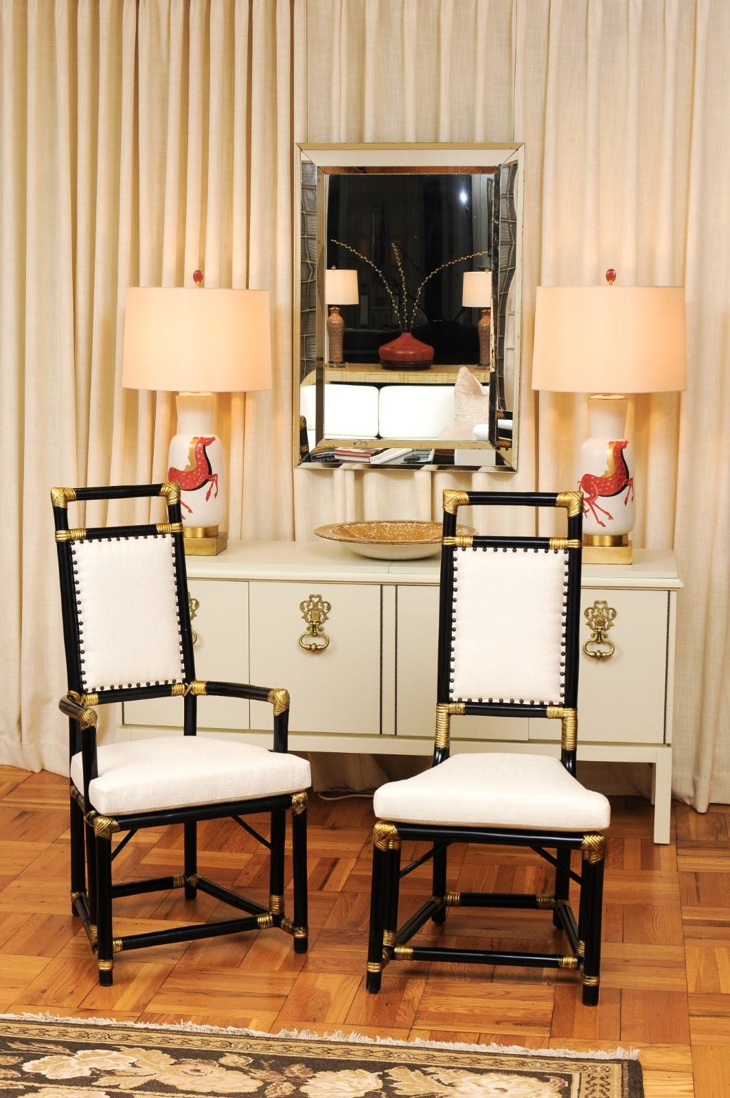 Mid-Century Modern Élégant ensemble restauré de 8 chaises de salle à manger trône par Henry Olko:: vers 1955 en vente