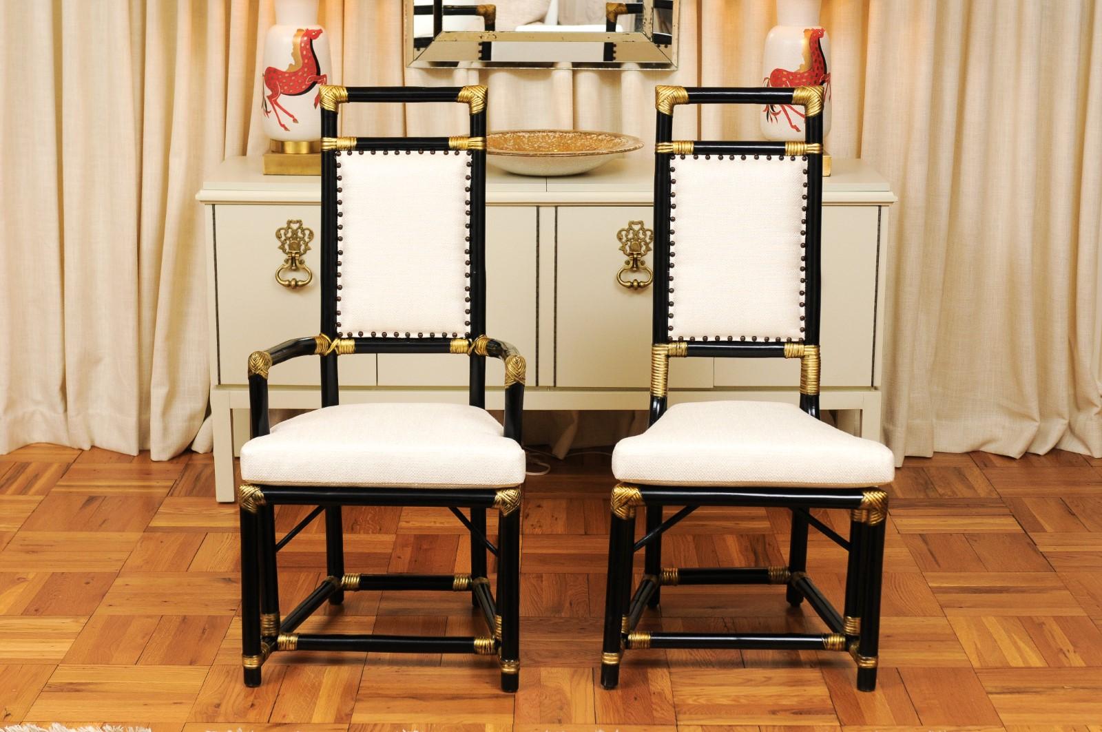 Américain Élégant ensemble restauré de 8 chaises de salle à manger trône par Henry Olko:: vers 1955 en vente