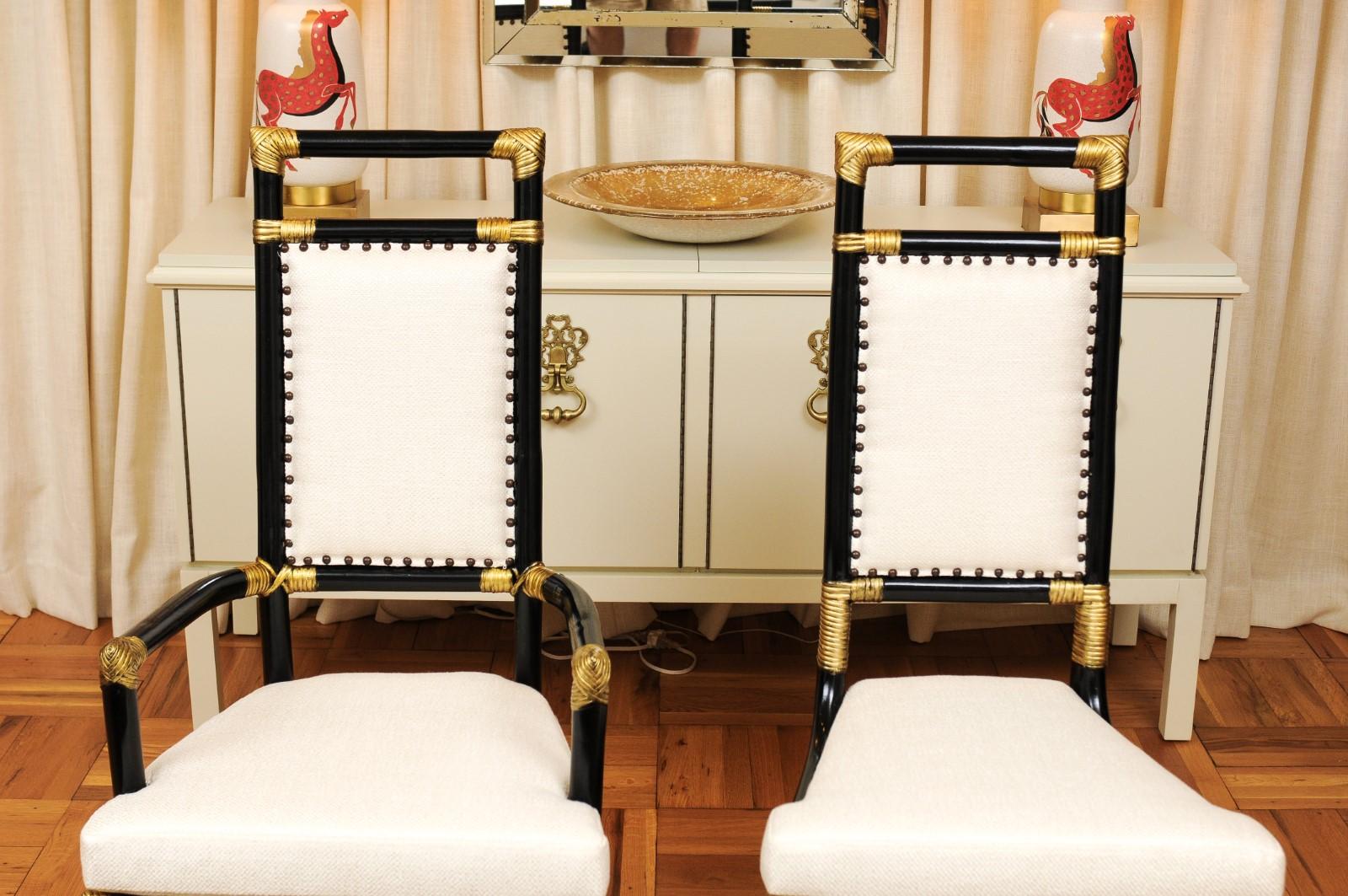 Élégant ensemble restauré de 8 chaises de salle à manger trône par Henry Olko:: vers 1955 Excellent état - En vente à Atlanta, GA