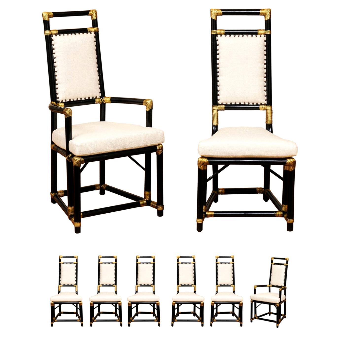 Élégant ensemble restauré de 8 chaises de salle à manger trône par Henry Olko:: vers 1955 en vente