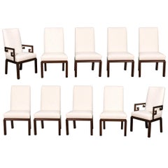 Ensemble élégant restauré de 10 chaises de salle à manger de style Parsons par Baker, vers 1970