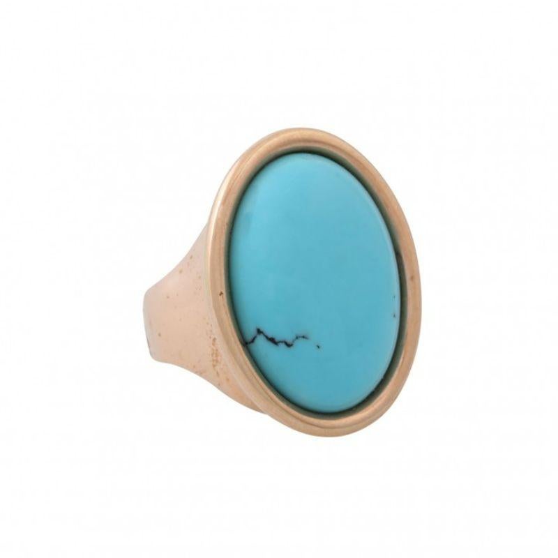 RG 18 K. RW approx. 64. High-quality goldsmith work.

 Elegant ring with a fine turquoise cabochon with matrix. 18 K rose gold. Ring size approx. 64. High quality craftsmenship.