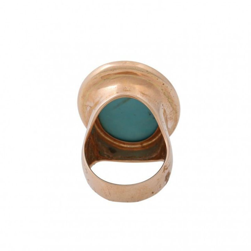 Modern Elegant Ring, Especially with 1 Fine Turquoise Cabochón with Natural Matrix For Sale