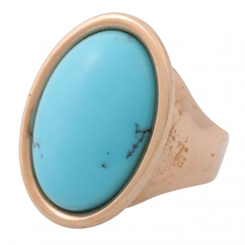 Cabochon Elegant Ring, Especially with 1 Fine Turquoise Cabochón with Natural Matrix For Sale