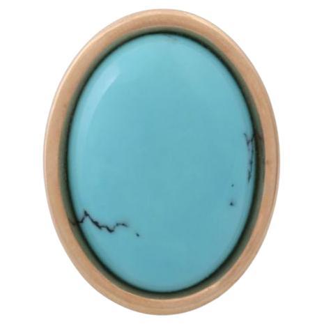 Elegant Ring, Especially with 1 Fine Turquoise Cabochón with Natural Matrix For Sale