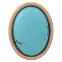 Elegant Ring, Especially with 1 Fine Turquoise Cabochón with Natural Matrix