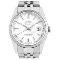 Elegant Rolex Datejust 16234 White Dial Bar Markers, F Serial Men's Watch