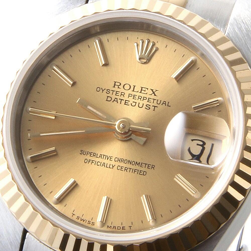 Women's Elegant Rolex Datejust 69173 Champagne Bar, 5-Row Jubilee, S Serial, Pre-Owned