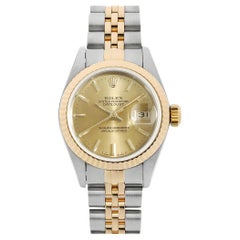 Elegant Rolex Datejust 69173 Champagne Bar, 5-Row Jubilee, S Serial, Pre-Owned