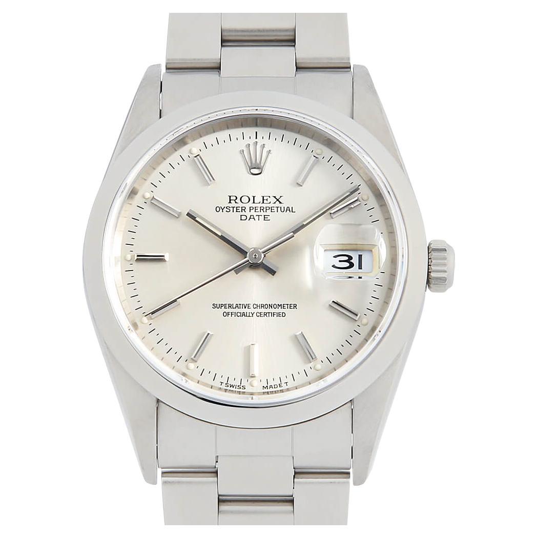 Elegant Rolex Oyster Perpetual Date 15200 Men's Watch, Silver Dial, Used