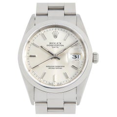 Elegant Rolex Oyster Perpetual Date 15200 Men's Watch, Silver Dial, Vintage