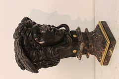 Elegant Rondanini Medusa in Black Marble with Gilt Decorations, 20th Century