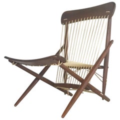 Elegant Rope and Wood Lounge Chair by Maruni Out of Hiroshima, Japan