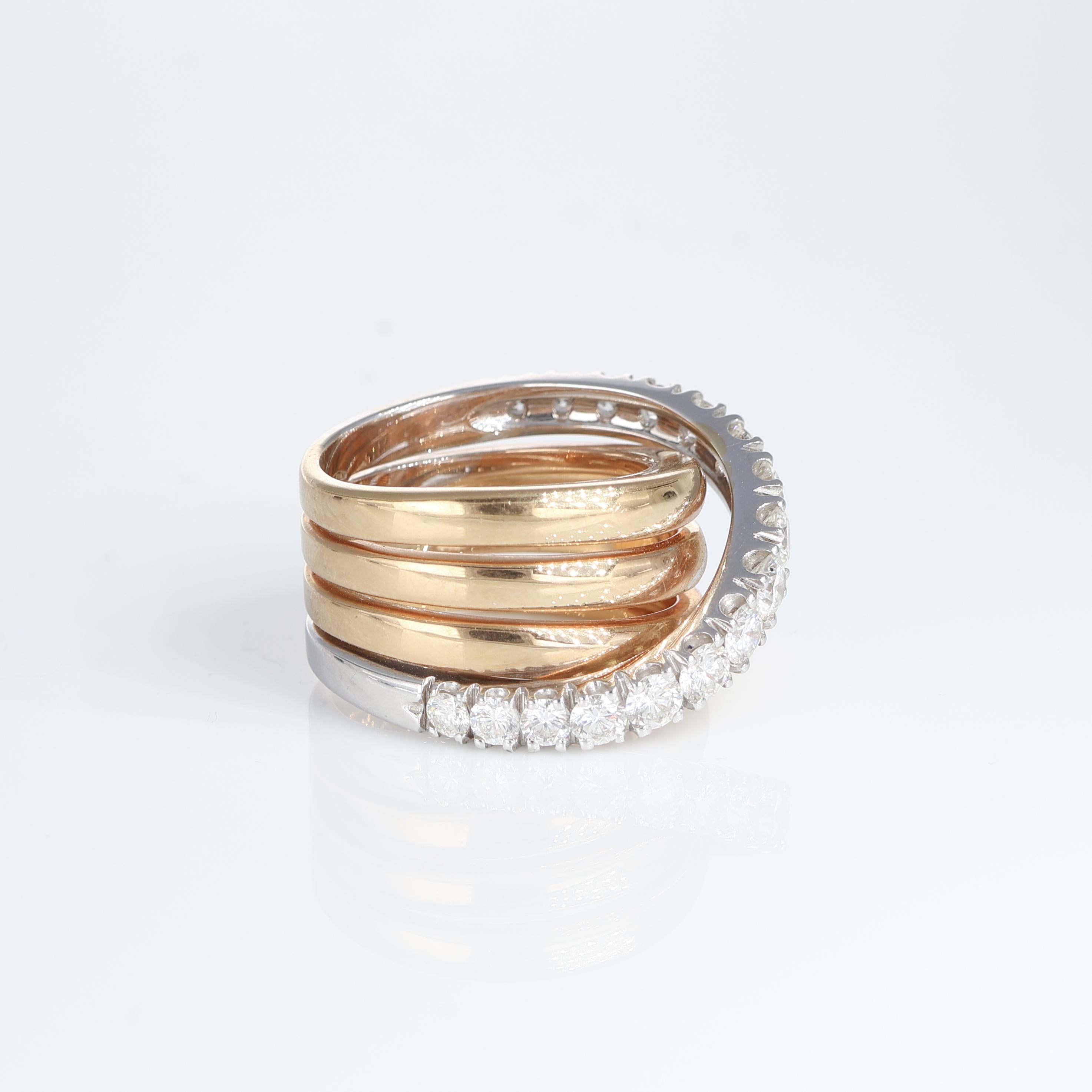 Brilliant Cut Elegant Rose Gold 18kt Diamond Band Ring, 1.80 Carats For Sale