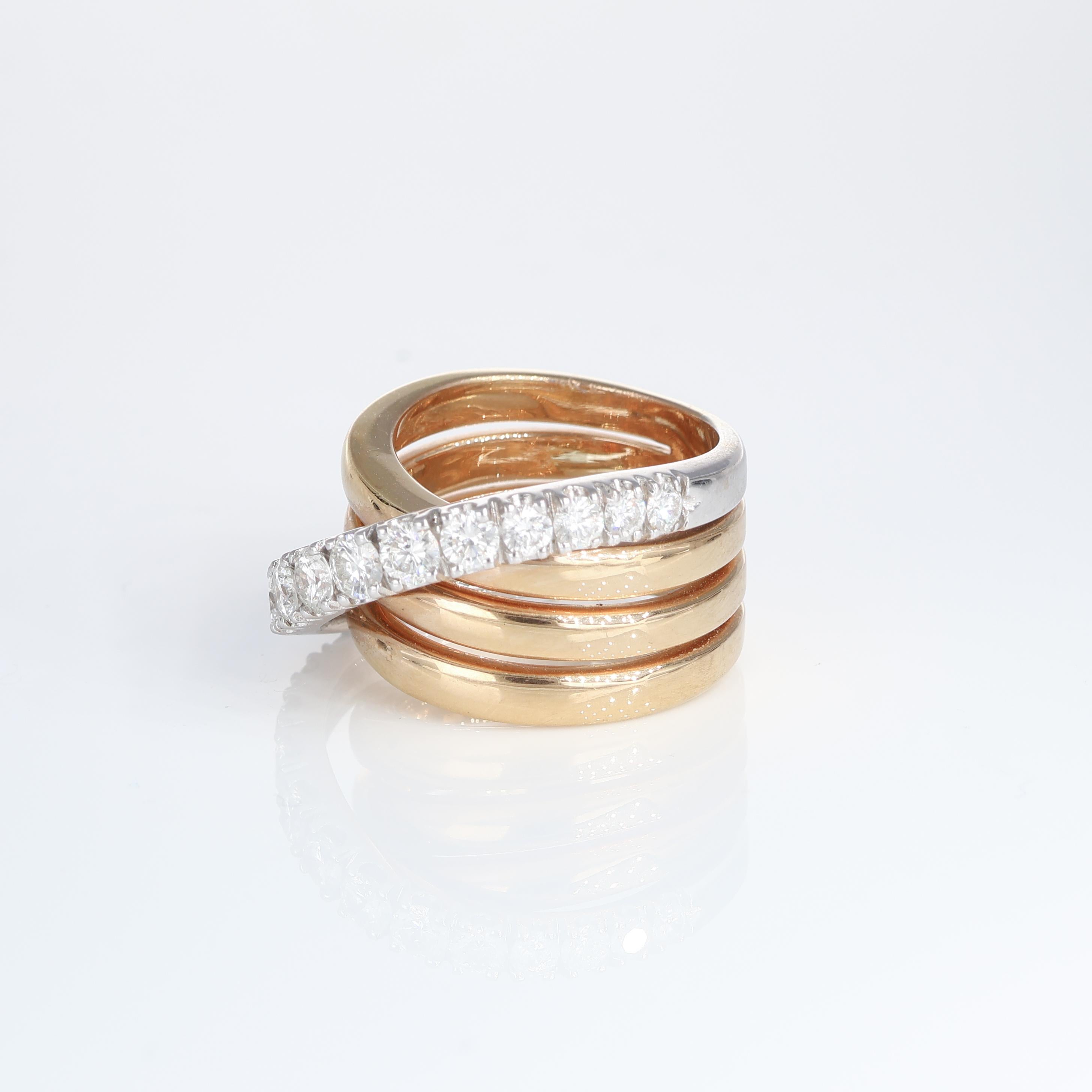 Elegant Rose Gold 18kt Diamond Band Ring, 1.80 Carats In New Condition For Sale In Bergamo, BG