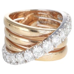 Élégante bague jonc en or rose 18 carats avec diamants 1,80 carat