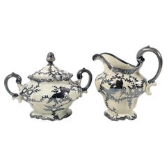 Elegant Rosenthal Pompadour Sugar Bowl and Milk Jug, 1940s