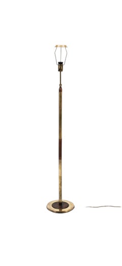 Elegant Rosewood and Brass Midcentury Modern Floor Lamp