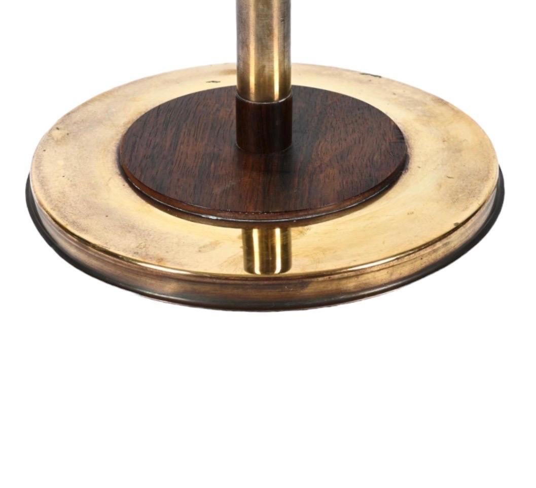 European Elegant Rosewood and Brass Midcentury Modern Floor Lamp For Sale