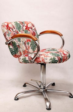 Elegant, Rotating Hairdressing Chair in Colored Upholstery, Germany, 1980s
