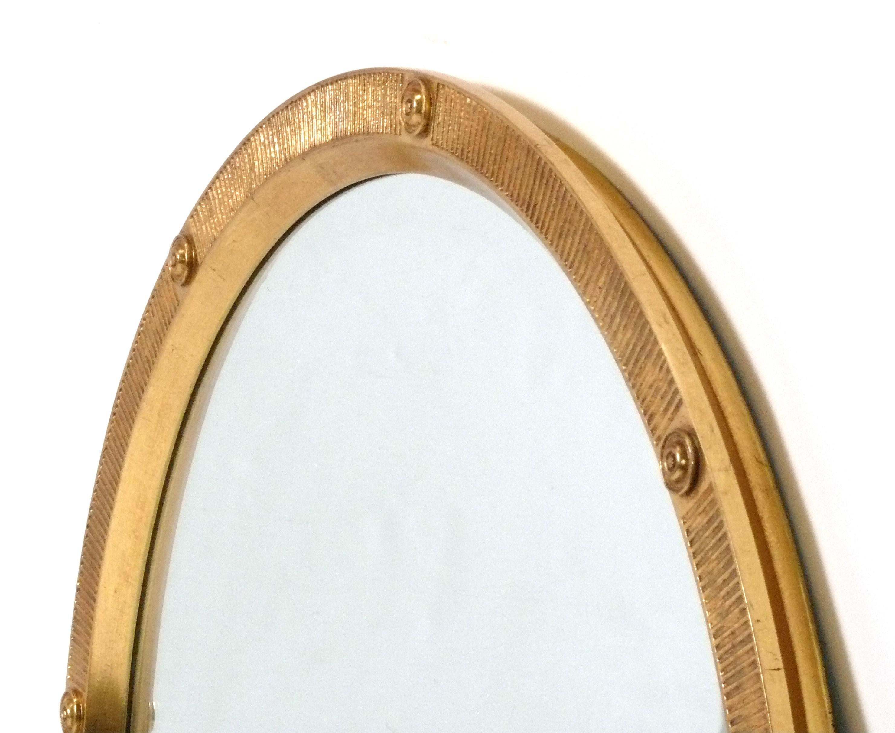 Néo-Régence Elegant miroir rond doré à l'eau 23 carats 35,75