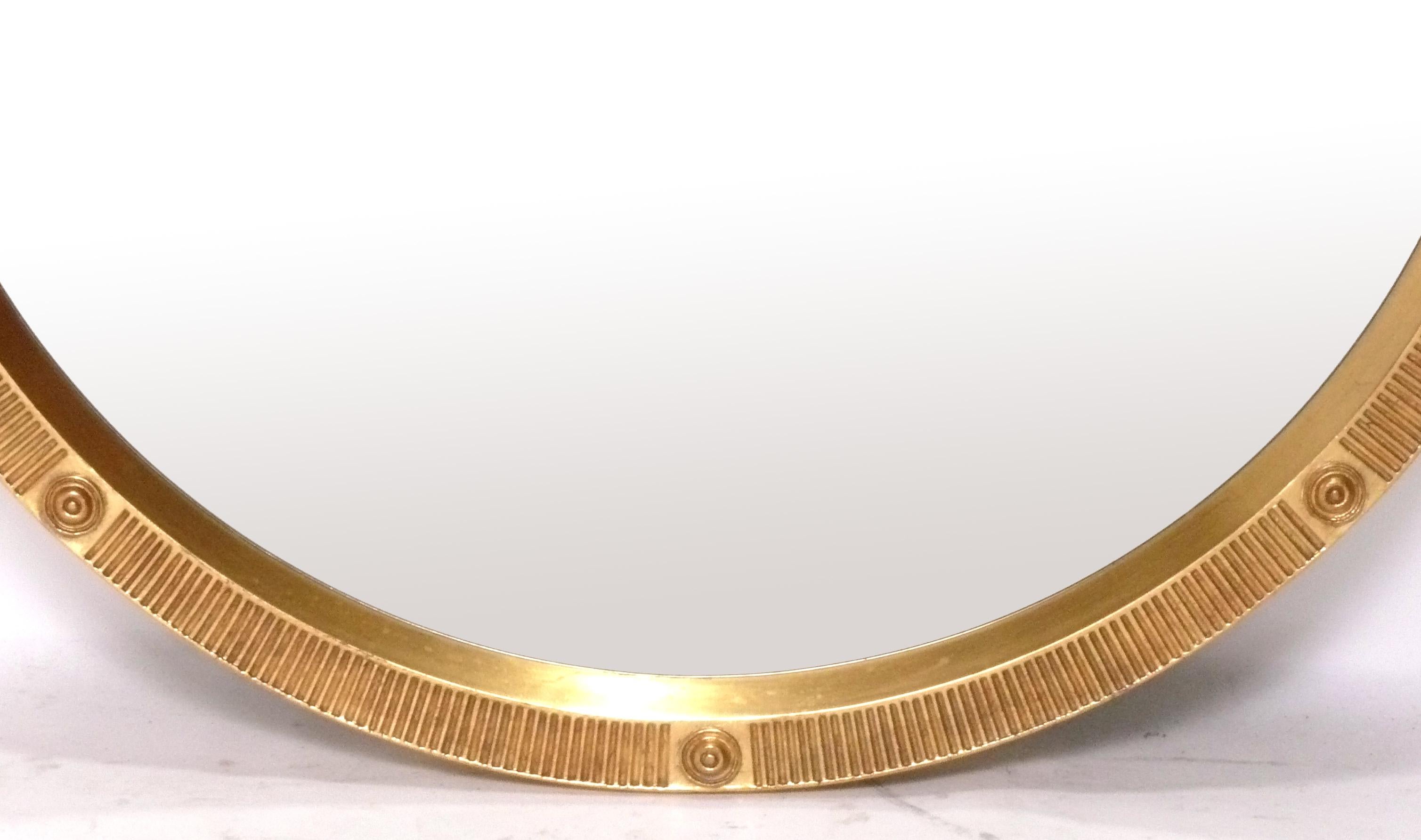 Américain Elegant miroir rond doré à l'eau 23 carats 35,75