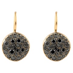 Schwarze Diamant-Cluster-Ohrringe aus 18 Karat massivem Gelbgold mit Diamanten