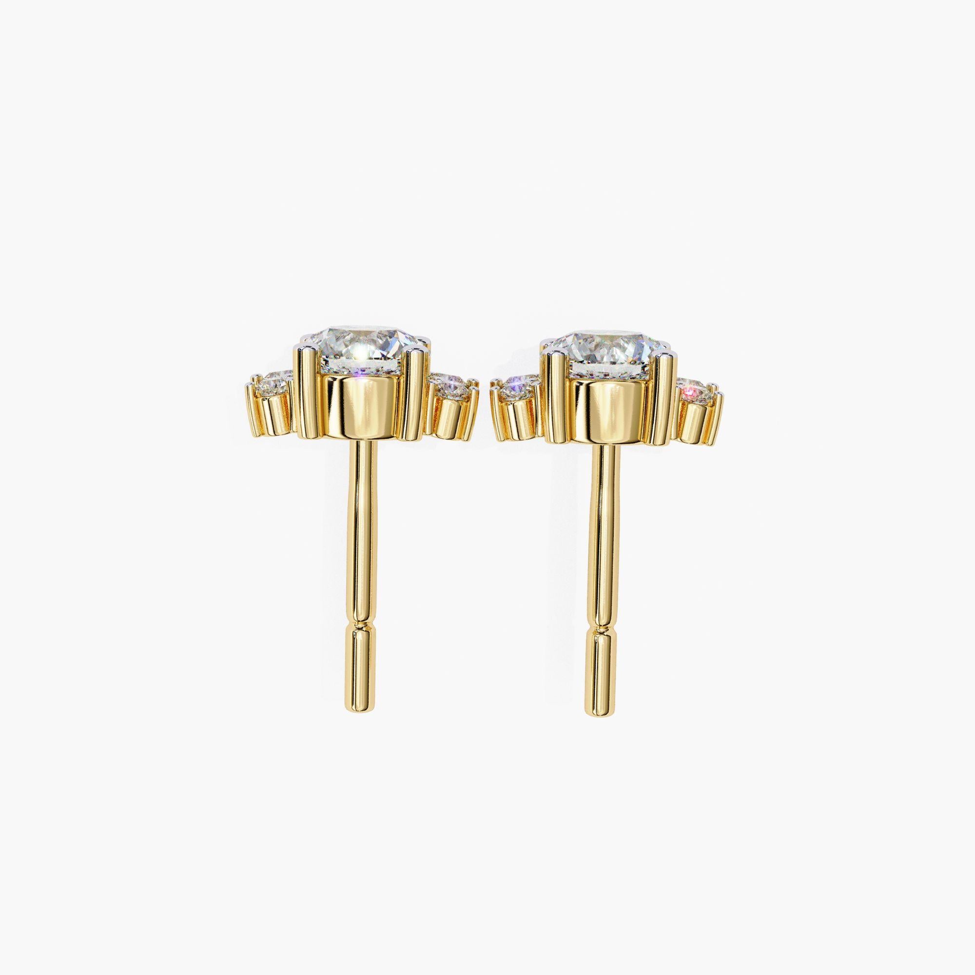De las mujeres Elegantes pendientes de diamantes naturales redondos en racimo, oro macizo de 14k, SI GH en venta