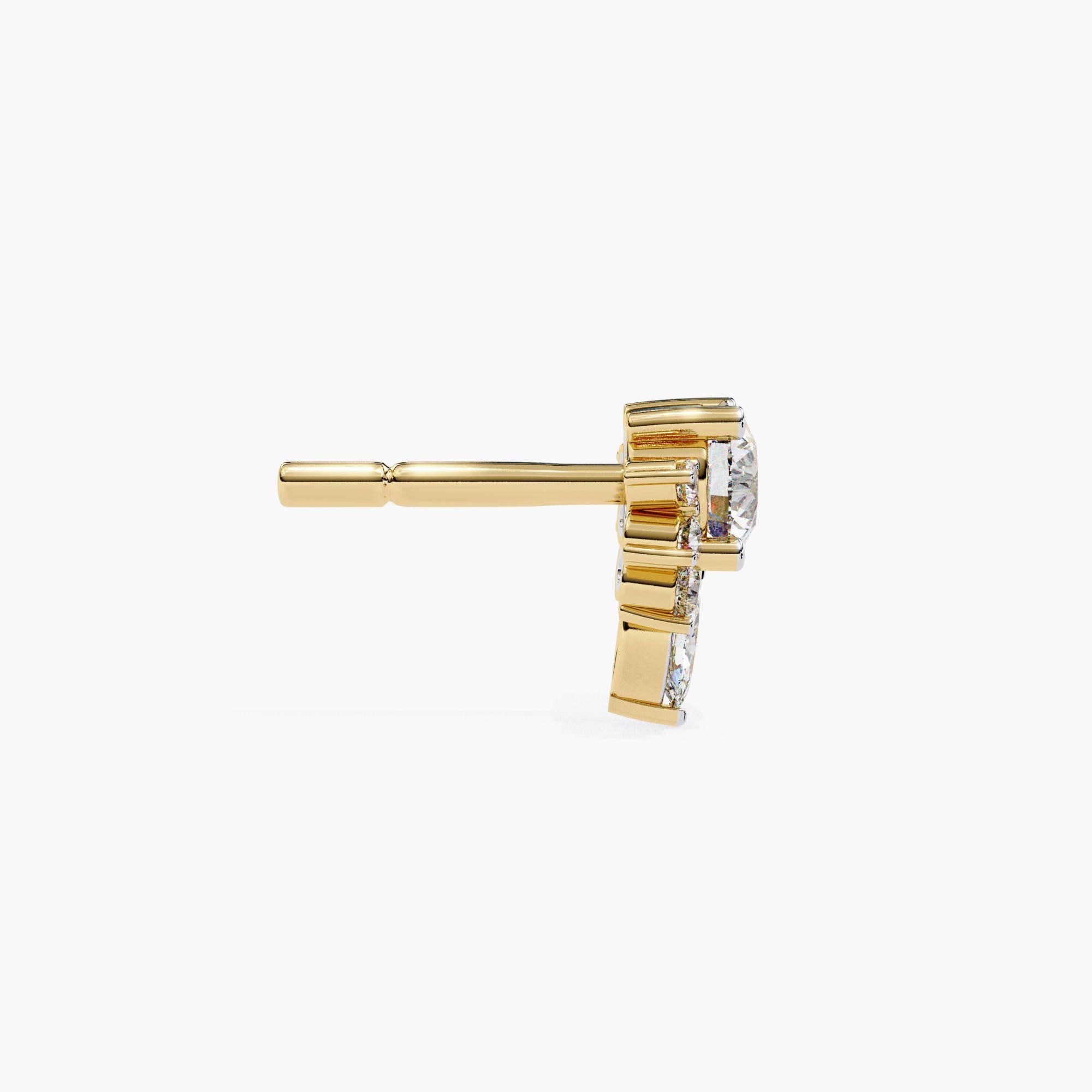 Elegantes pendientes de diamantes naturales redondos en racimo, oro macizo de 14k, SI GH en venta 1