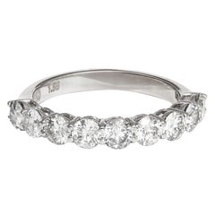 Elegant Round Diamond 1.55 cts 18k White Gold Half Eternity Ring Size 54
