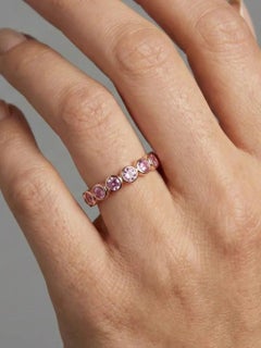 Elegant Round Pink Sapphire 14K (18K Custom) Gold Eternity Ring