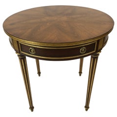 Elegant Round Regency Style Side Table with Bronze Mounts