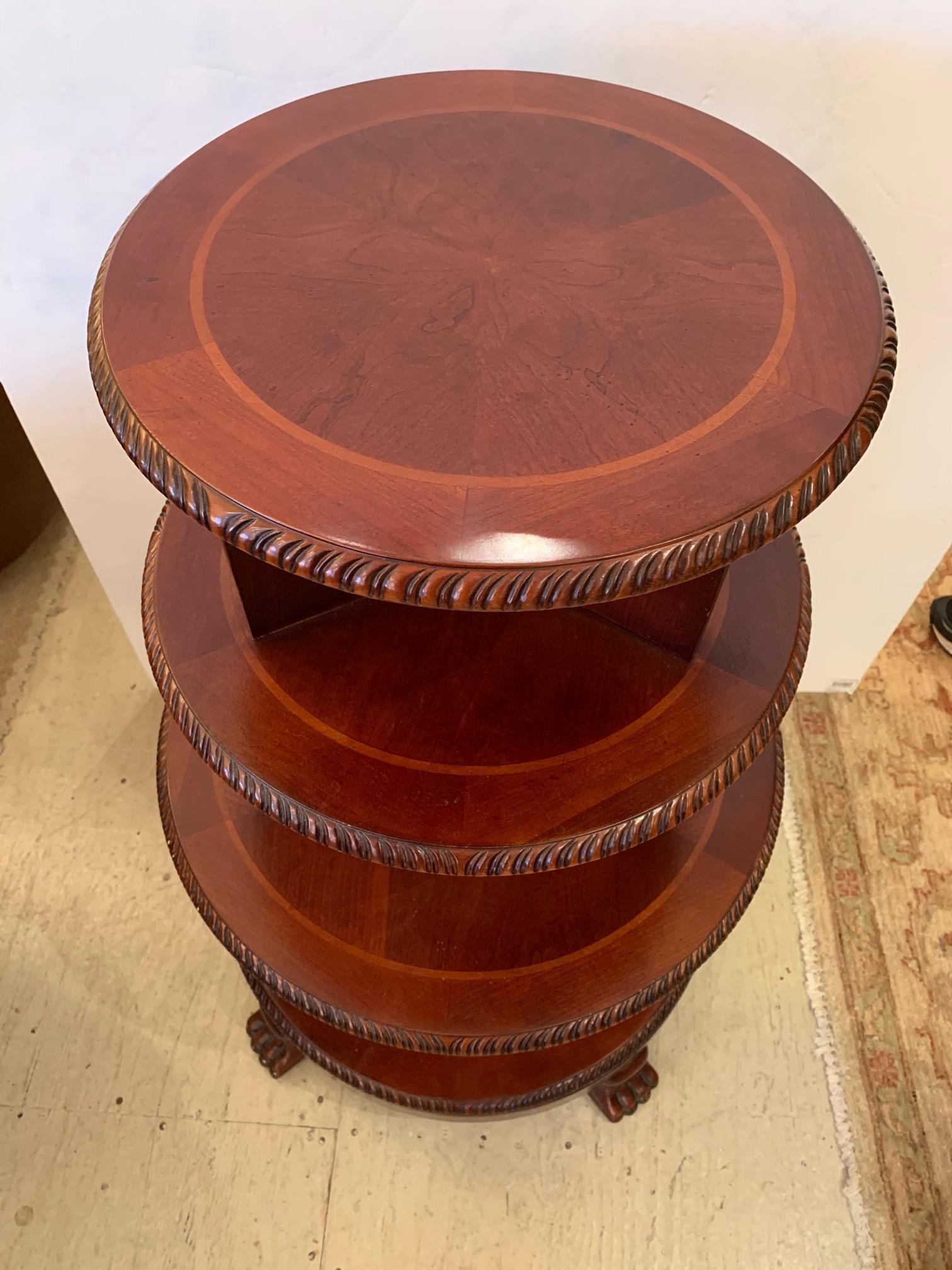 Vintage Round Revolving 4 Tier Mahogany Bookshelf 3