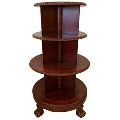 Vintage Round Revolving 4 Tier Mahogany Bookshelf