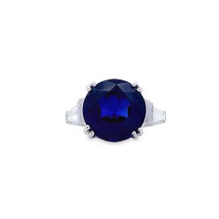 Elegant Royal Blue Sapphire and Diamond Encrusted Ring