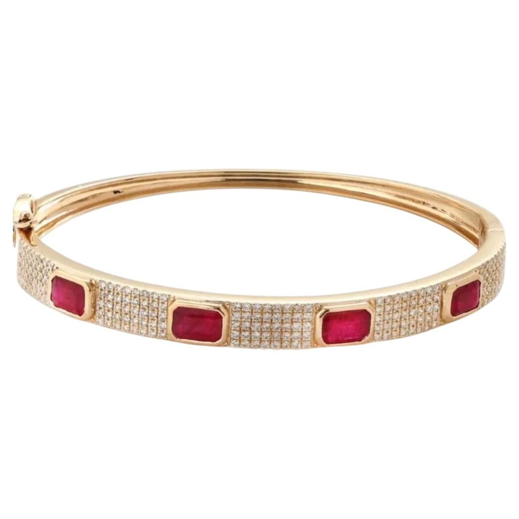 Elegant Ruby and Diamond 14K (Custom) Yellow Gold Bracelet