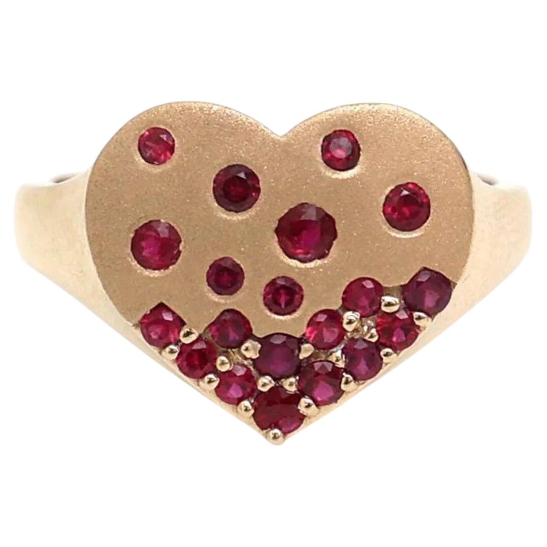 Elegant Ruby Heart Statement Ring en or 14K (18K sur mesure)