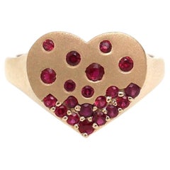 Elegant Ruby Heart 14K (18K Custom) Gold Statement Ring