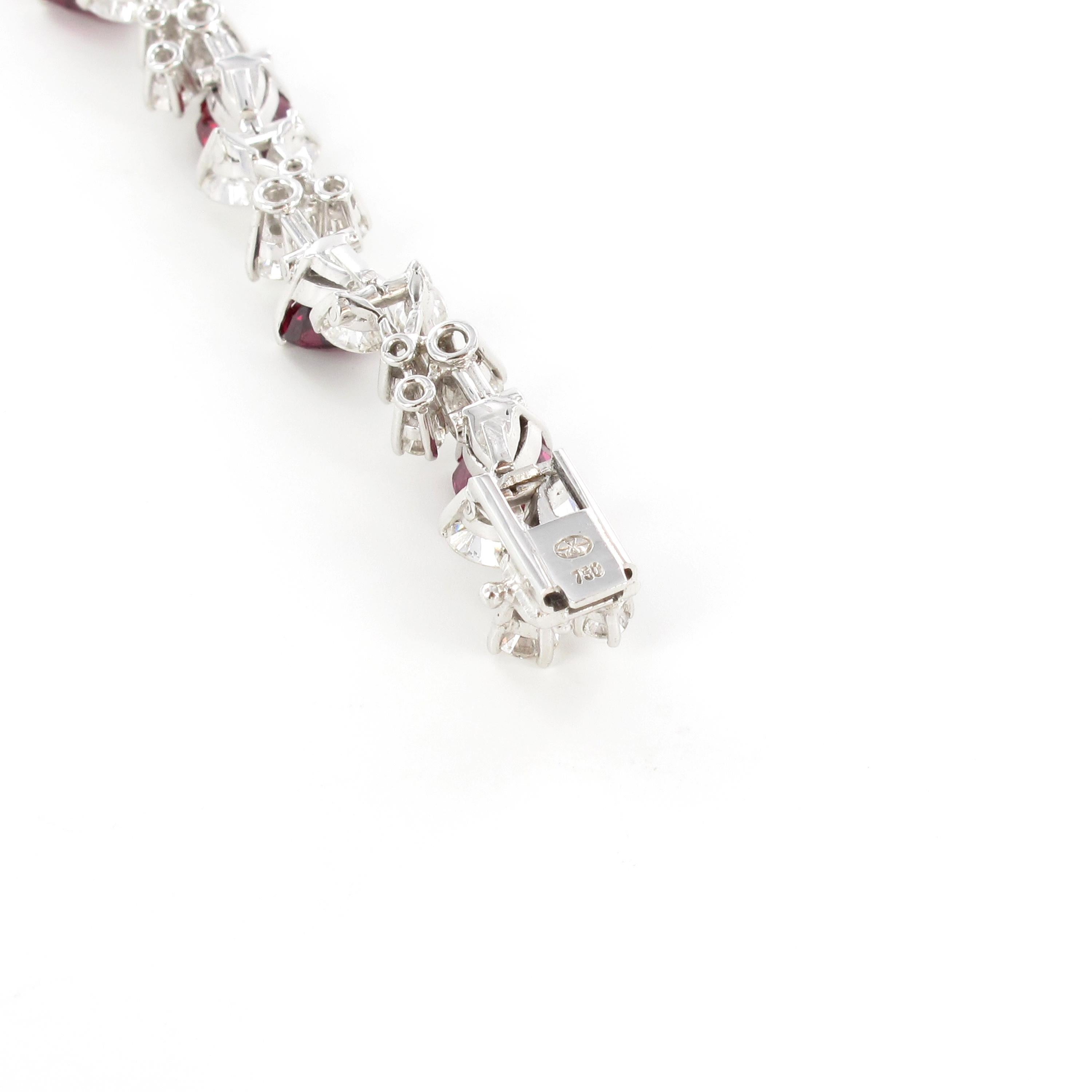 Elegant Ruby and Diamond Bracelet by Gübelin in 18 Karat White Gold For Sale 1