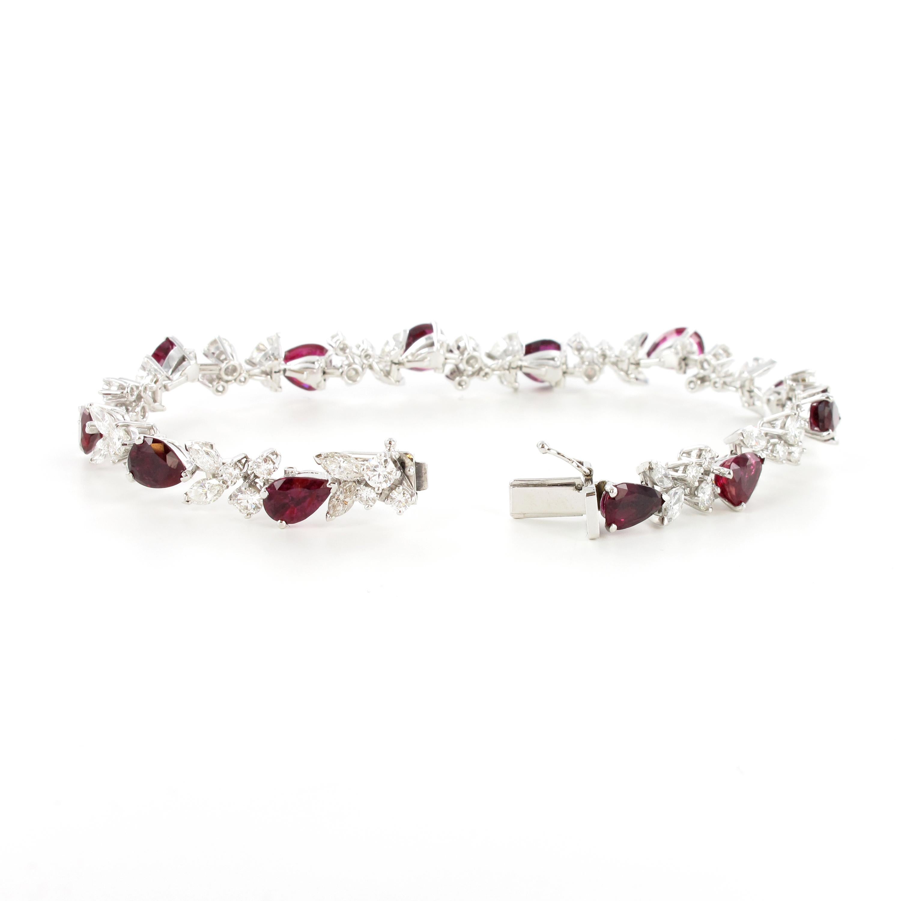 Elegant Ruby and Diamond Bracelet by Gübelin in 18 Karat White Gold For Sale 2
